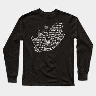 South Africa Slang Words South African Flag Map Long Sleeve T-Shirt